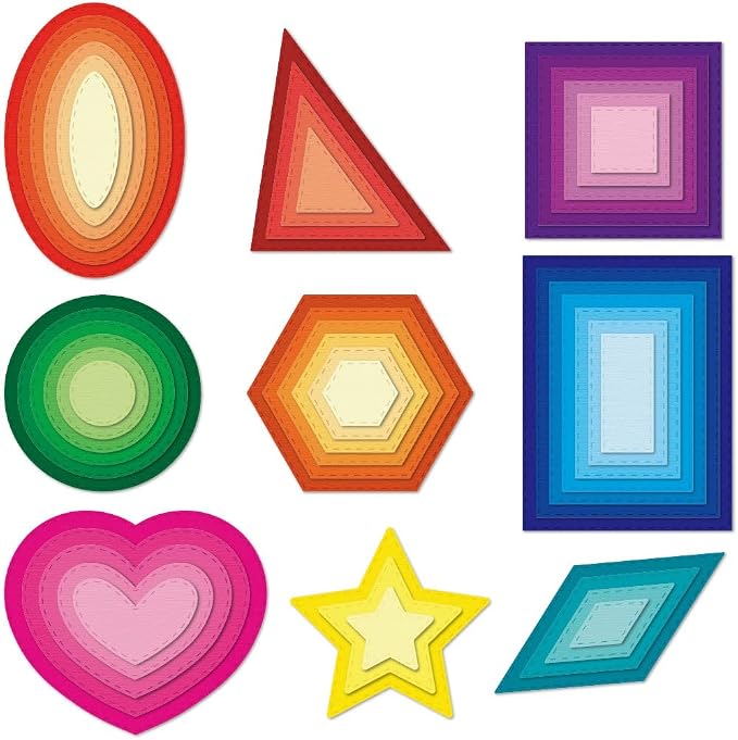 9PCS Metal Cutting Dies Different Shapes Dies Cuts for Scrapbooking Heart Dies for Card Making Rhombus Star Triangle Embossing Template for Handmade DIY Paper Cards Album Decoration