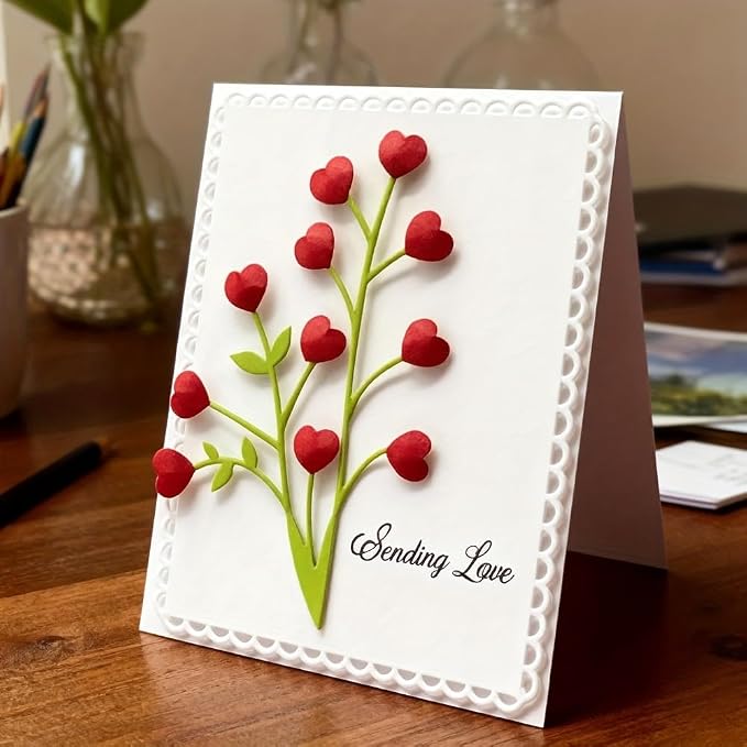 Lapoo Flowers Cutting Die for Scrapbooking - Durable Metal Cutting Die for DIY Scrapbook Photo Album Decorative Paper Card, Metal Card Making Supplies (Heart-Shaped Flower 4.3 x 2.2 in)