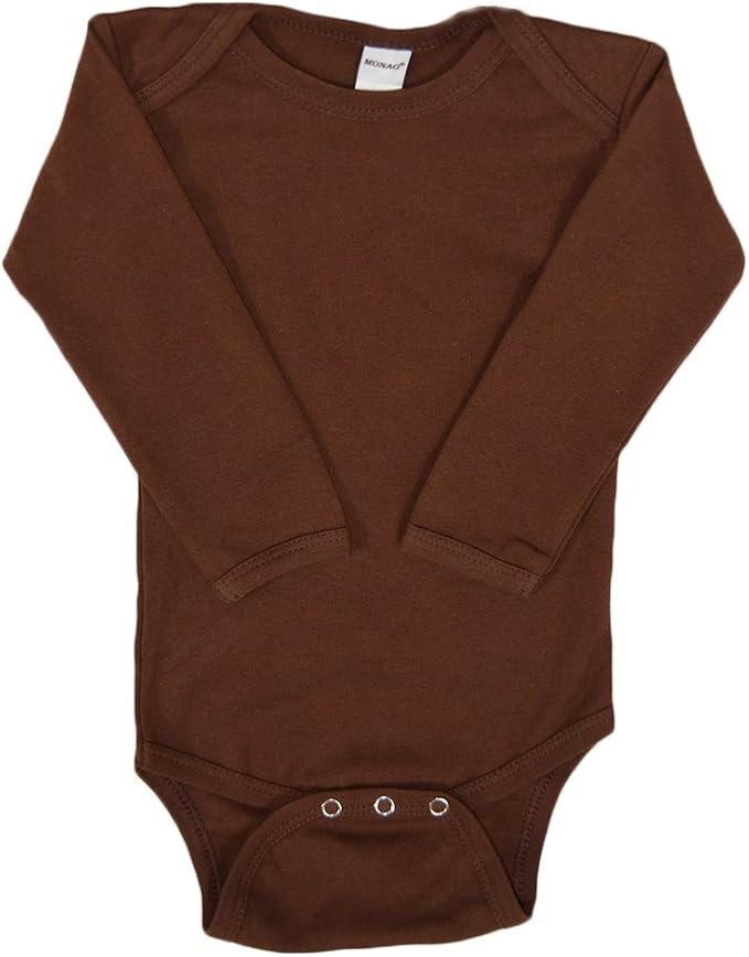 Monag Long Sleeve Baby Bodysuit, Long Sleeve Blank Solid Color Baby One-Piece, 100% Cotton Infant Bodysuit, Creeper