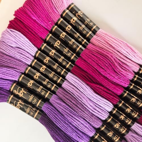 12 Skeins Embroidery Thread, 12 Colors Embroidery Floss Set, Cross-Stitch Threads for Hand Embroidery, String Art(Purple Series)