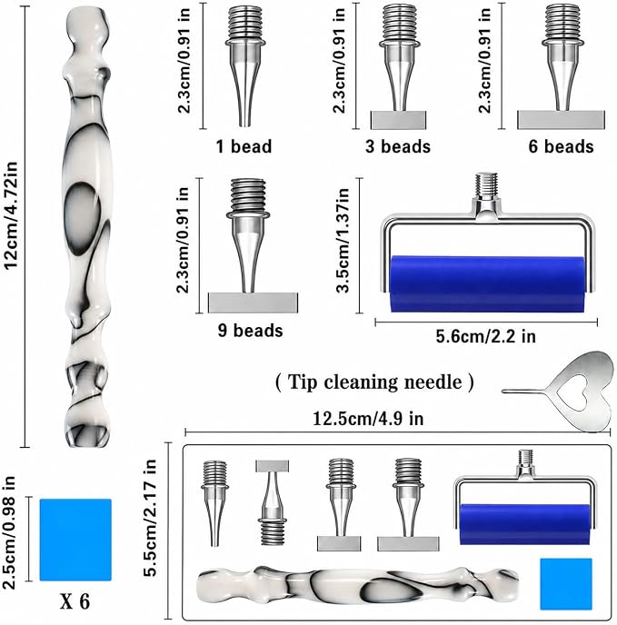 LEIYULY 13PCS Thin Diamond Art Pens, with 1,3,6,9 Thin Stainless Steel Nibs