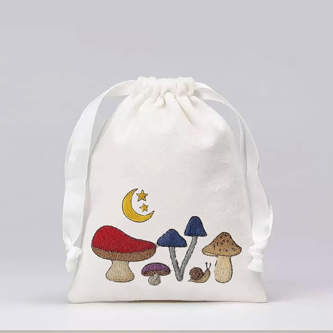ORIGACH 4 Sheets Large Water Soluble Embroidery Patterns Stabilizers - Pre-Printed Mushroom, Moon, Star & Flower Hand Sewing Stabilizers- Stick & Stitch Embroidery Patterns for Hand Sewing Beginner
