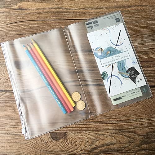 Wanderings Clear Zipper Case and Kraft Card Holder for Refillable Travel Journals - 5.25" x 8.25" (13 x 21cm) - A5 Size