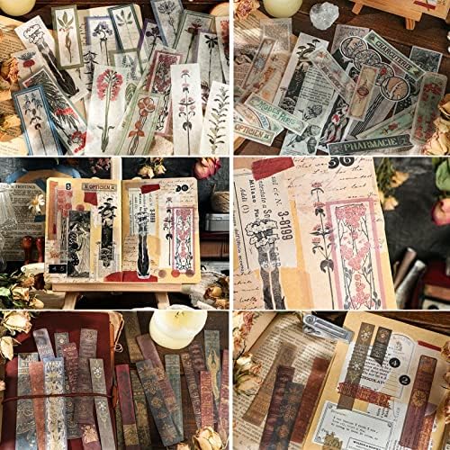 Vintage Washi Paper Stickers for Journaling, 120 Pieces Antique Planner bullet Journal Self-Adhesive Retro Aesthetic Decorative Stickers Decals for Scrapbook, DIY Arts and Crafts, Photo Album, Diary,