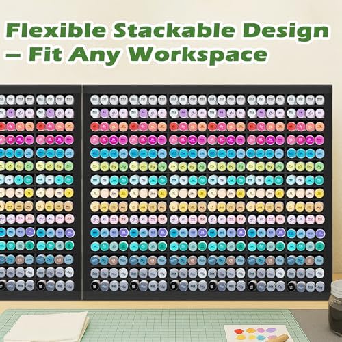 PROLEE Markers Organizer with 90 Compartments for 360 Marker Storage Art Pens Storage Rack,Watercolor Brushes Pens Alcohol Marker Holder for Desk Organizer
