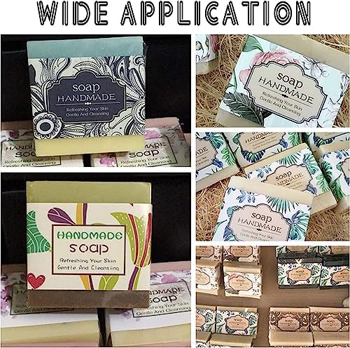 PH PandaHall 90pcs Wrap Paper Tape, 9 Style Vintage Band Label Flower Paper Tag Wrapper Sleeves Covers Vertical Tags for Handmade Soap Lotion Bars Bath Gift Wrapping, 8.5x1.9 inch