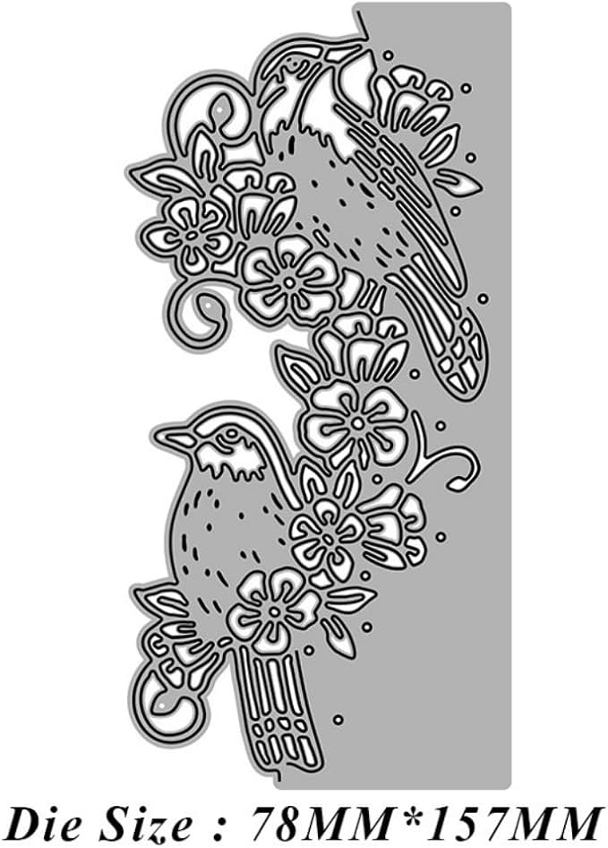 Scrapbooking Die-Cuts, Happy Birthday Ballon Metal Cutting Dies for Card Making, Paper Craft Punch Template, Background Embossing Stencils, DIY Album Décor(Bird Lace-7.8x15.7cm)