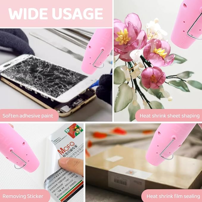 mofa Resin Heat gun,6.6ft Cable 300W Hot Air Gun for Crafting,Acrylic Paint Dryer Multi-Purpose Electric Heating Nozzle (Pink Temp Regulation)