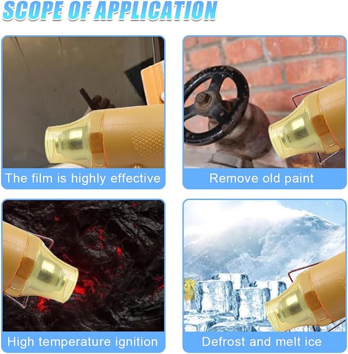 Mini Heat Gun - 220V 300W Portable Handheld Hot Air Gun Tool for DIY Craft Embossing - Electric Heating Tool with Stand & Power Cord for Car Vinyl Wrap/Shrink Wrapping PVC/Drying Paint(Gold)