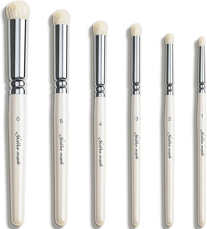 Golden Maple Dry Brush Miniature Painting Drybrush Set - 6PC Professional Miniature Paint Brushes for Miniatures, Model, Enamel & Fantasy Figurines Painting(Pearl White)