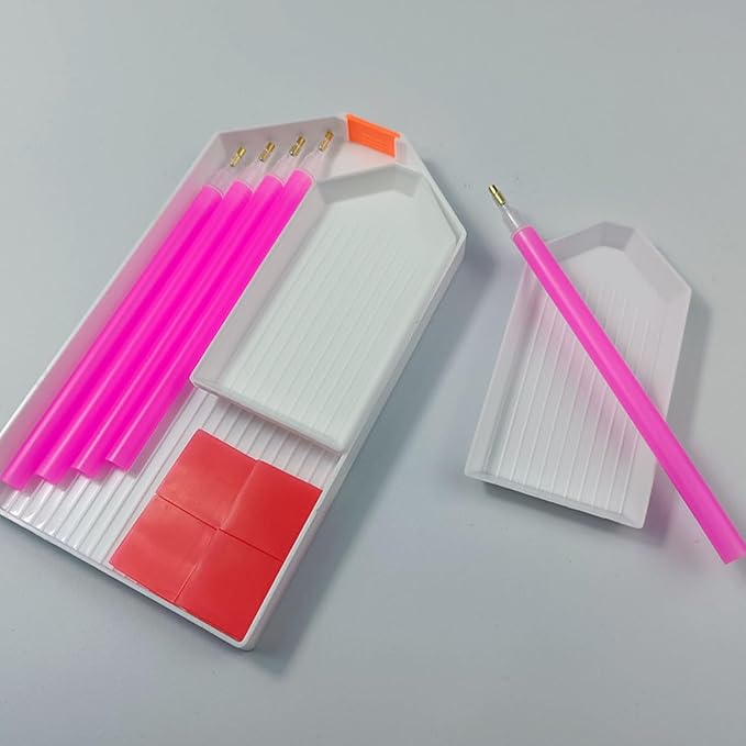 BinarySky Diamond Painting Tools Set (White) | Accessories with Pen, Glue Clay, and Plastic Trays for DIY Diamond Painting