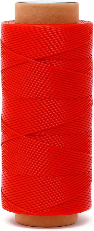 Mandala Crafts 150D 0.8mm Red Flat Waxed Thread for Leather Sewing