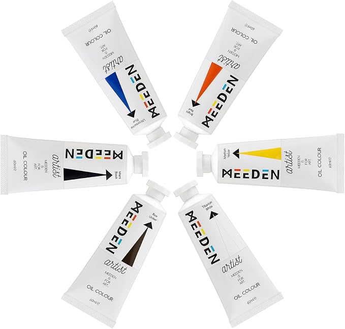 MEEDEN Artist Oil Paint Set - 6 Colors x 60ml/2oz Tubes | Basic Colors for Canvas Painting & Daily Practice - Essential Studio Palette for Beginners and Artists