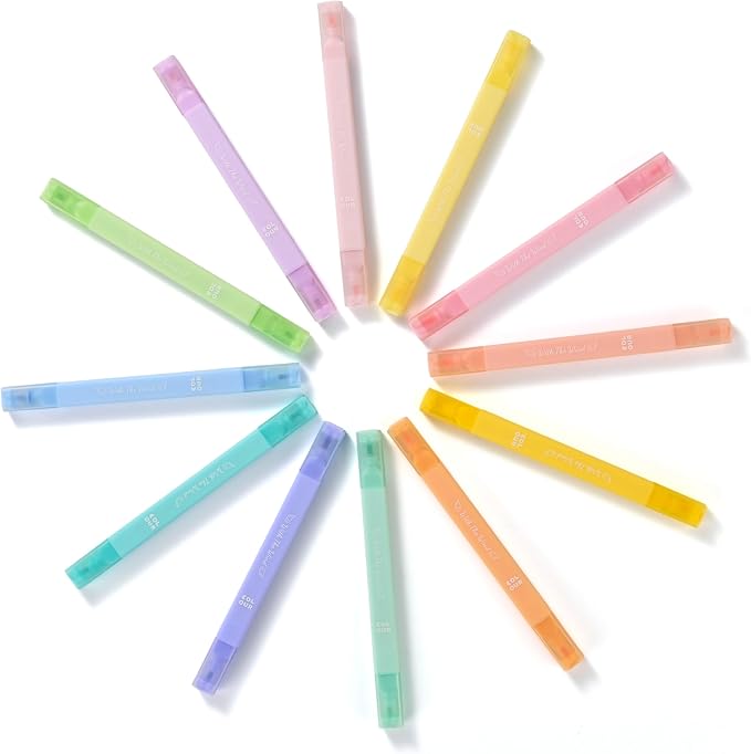 konket 12Pcs Aesthetic Bible Pastel Highlighters and Pens no bleed Cute Highlighters Double Ended Highlighter for and Office Journal