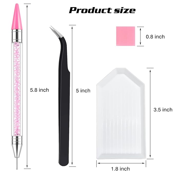 Rhinestone Picker Tool, 2 Bedazzling Pen, 6 Extra Wax Tips&Tweezer