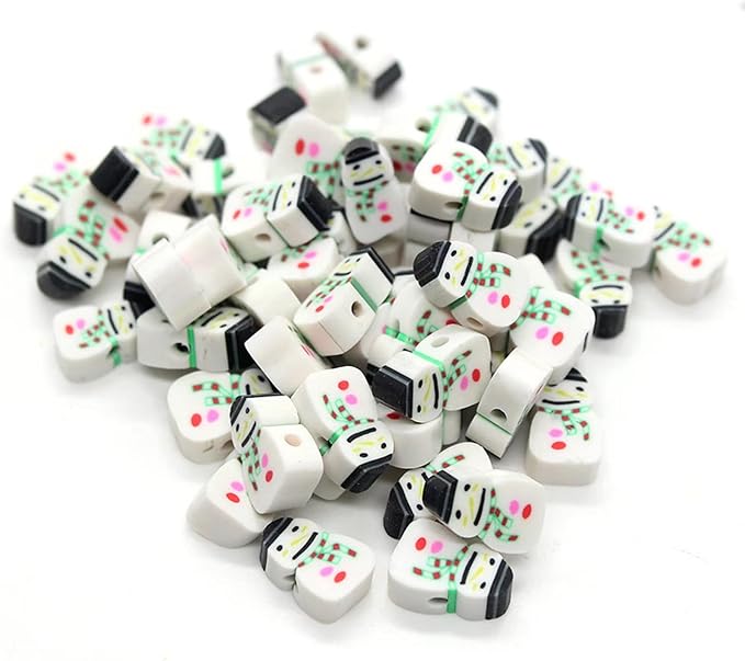 100 Pcs Christmas Polymer Clay Beads Cartoon Heishi Spacer Beads Supplies for DIY Bracelet Earring Necklace Jewelry Making