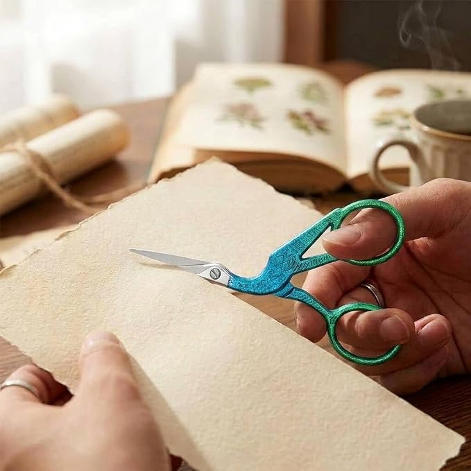 BIHRTC 4.5Inch Stainless Steel Sharp Tip Scissors with Leather Cover | Household Needlework Scissors for Embroidery Craft Needle Work Art Work Handcraft Threading