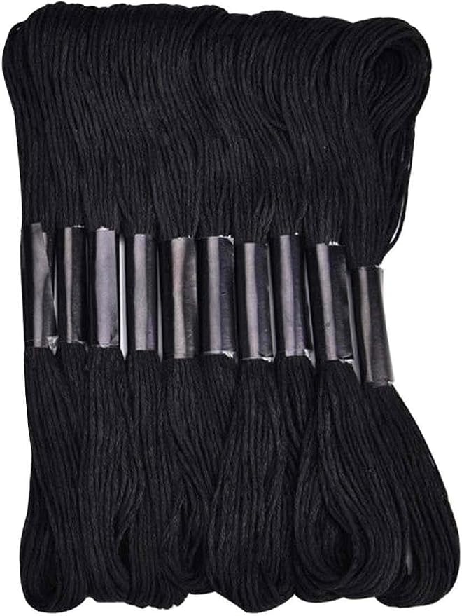 Friendship Bracelet String 12 Skeins, Embroidery Floss Cross Stitch Embroidery Thread Floss Bracelet Making Yarn, Craft Floss (Black and White)