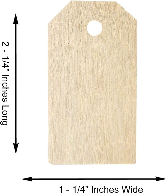 Super Z Outlet 50 Pack Unfinished Natural Wood Rectangle Blank Pieces Wooden Tags Slices for Arts & Crafts, Painting DIY Decorations, Embellish, Burning & Staining (2 1/4" x 1 1/4" Tag)
