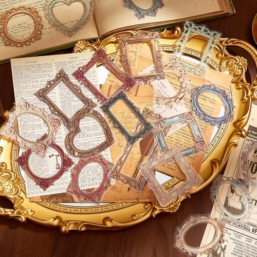 100 Pcs Vintage Frame Stickers for Journal & Scarpbook, Albums