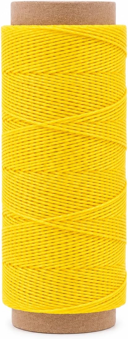 Mandala Crafts 100M 0.65mm Yellow Round Waxed Thread for Leather Sewing