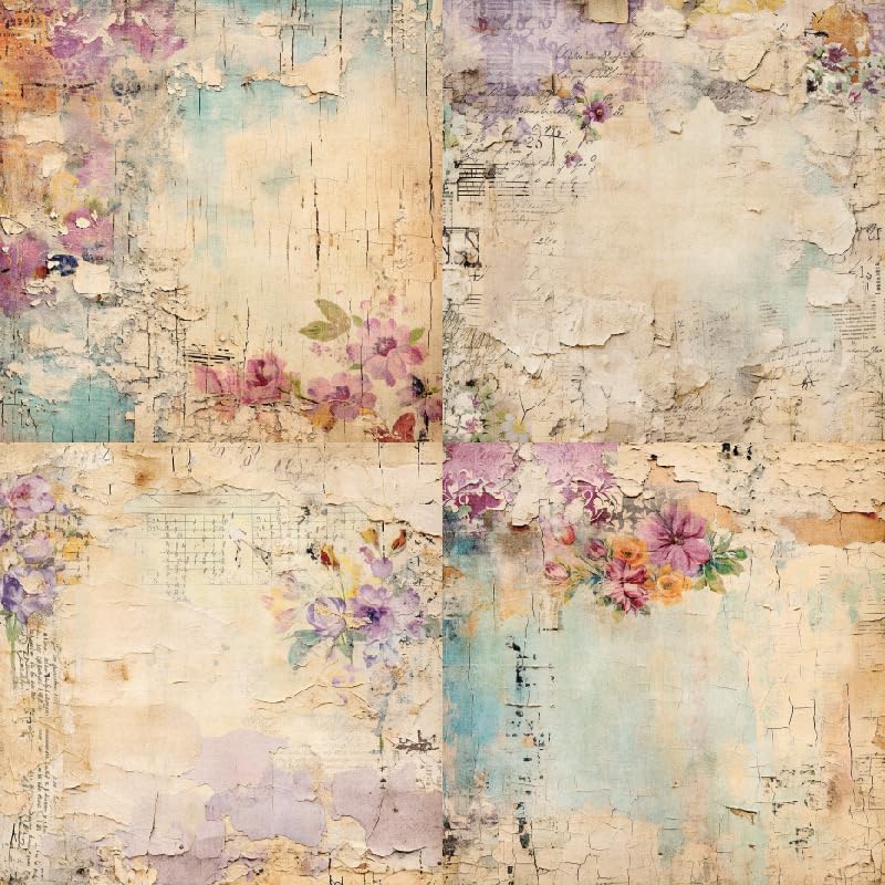 Vintage Floral Scrapbook Paper Pad Flower Patterned Paper 6×6,24 Sheets Single-Sided Scrapbooking CardStock Papers Pad for Holiday Cardmaking DIY Origami Journaling.