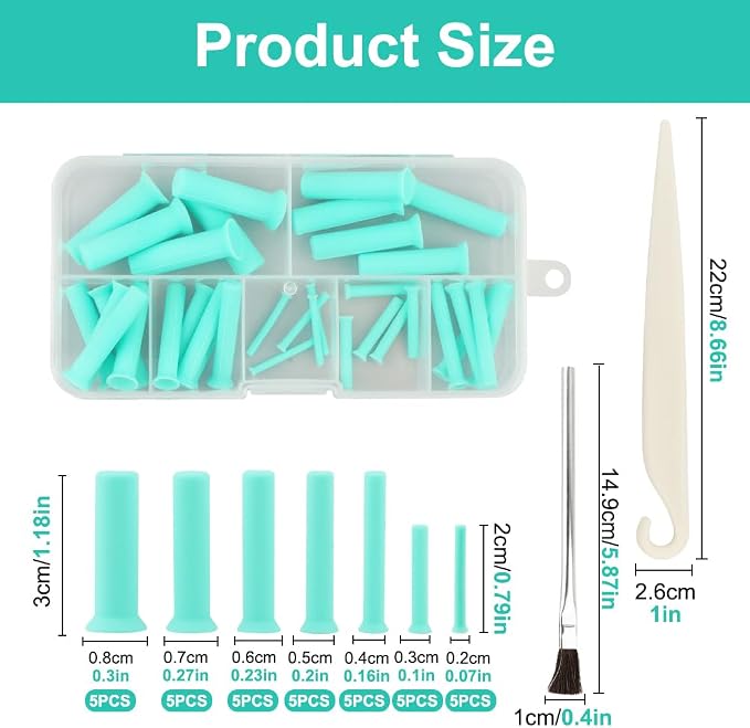 Resin Hole Maker Tool Set, 37PCS Silicone Tools in 7 Sizes (2-8 mm) for Epoxy Resin, Flexible Durable Kit with Slicer and Brush for Jewelry, Keychain, Pendant and DIY Crafts