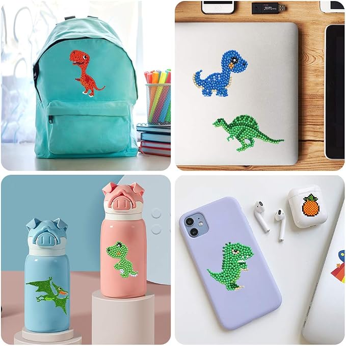 Labeol Diamond Art Kits for Kids Boys and Girls Ages 6-8-10-12 Easy to DIY Creative Diamond Art Sticker Craft by Numbers Kits for Kids and Adult Beginners (Dinosaur)