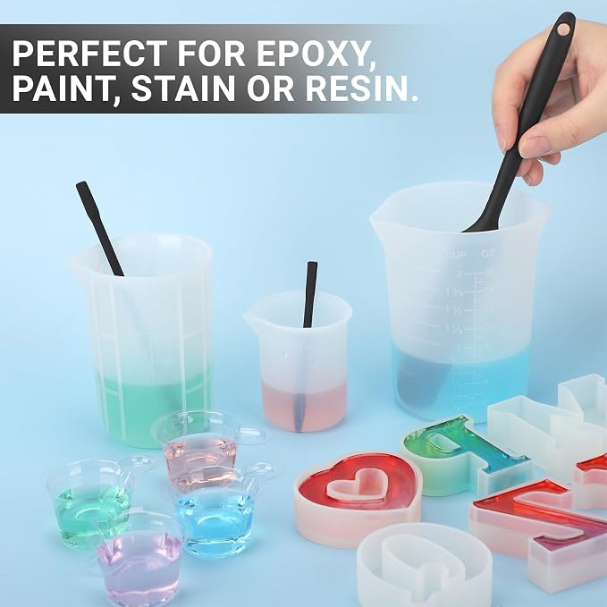 Gartful 6PCS Silicone Spatula Sticks, Non-Stick Epoxy Resin Mixing Sticks Scraper Tools, Reusable Stirring Rods for Resin, Paint, Waxing, Liquid, Arts Crafts Supplies, Facial Mask, Black