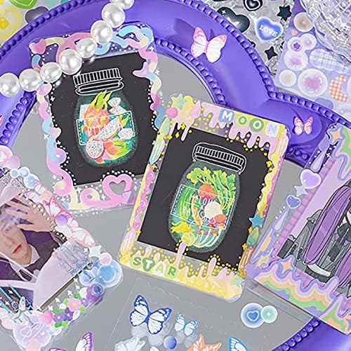 Doraking 50 Sheets Laser Sticker Book for Arts Craft Scrapbook | Self Adhesive Love Cute Stickers for Greeting Cards Home Decoration DIY Deco Stickers(B)
