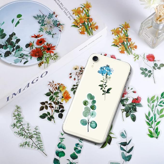 80 Vintage Flower Stickers for Scrapbooking, Self-Adhesive | Self-Adhesive Paper Stickers For Journals, Cards, Letters, Laptops, And Diy Decor