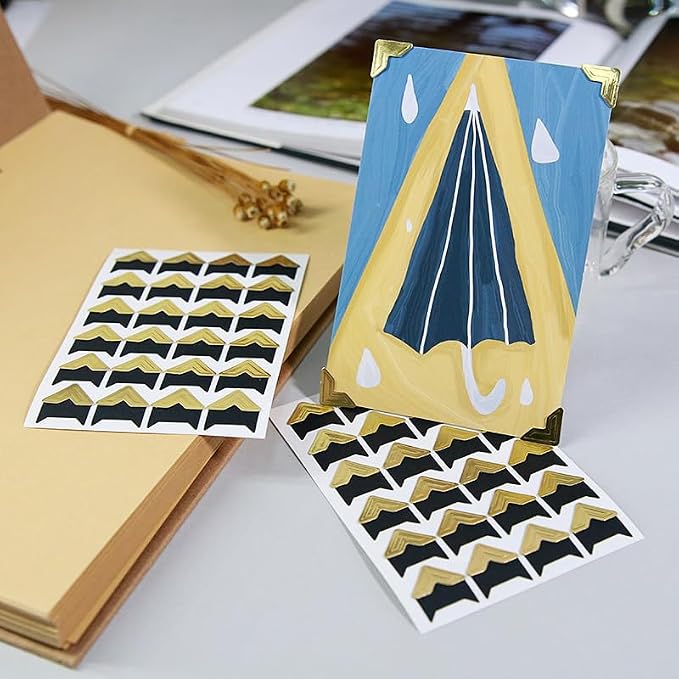 360 Count Self-Adhesive Acid Free Photo Corners for Scrapbooks Memory Books (Gold)