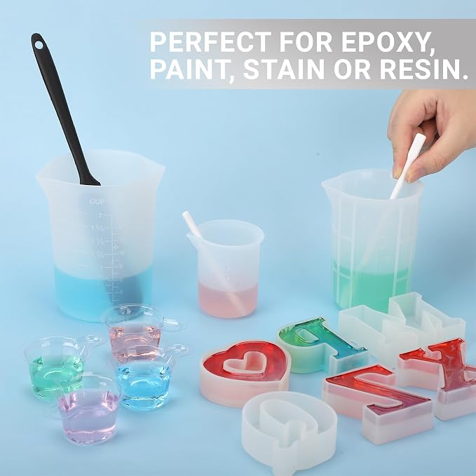 Gartful 9PCS Large Silicone Stir Sticks, Reusable Epoxy Resin Mixing Sticks, Non-Stick Craft Stirring Rods for Paint Mixing, Glitter Tumblers, Liquid Art Supplies, DIY Crafts Tools, White