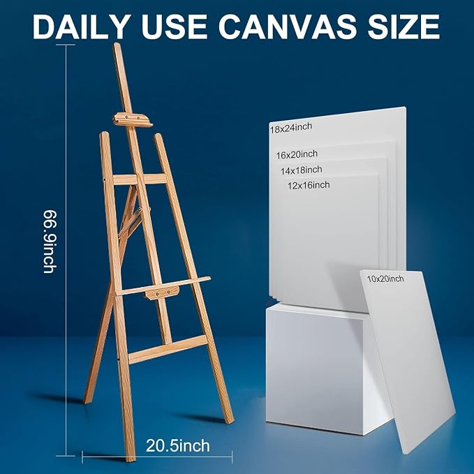 Large Canvases for Painting 20x20 Inch 2-Pack, 12.3 oz Triple Primed Acid-Free 100% Cotton Stretched Canvas, Blank Large Canvas for Oil Paint Acrylics Pouring & Wet Art Media