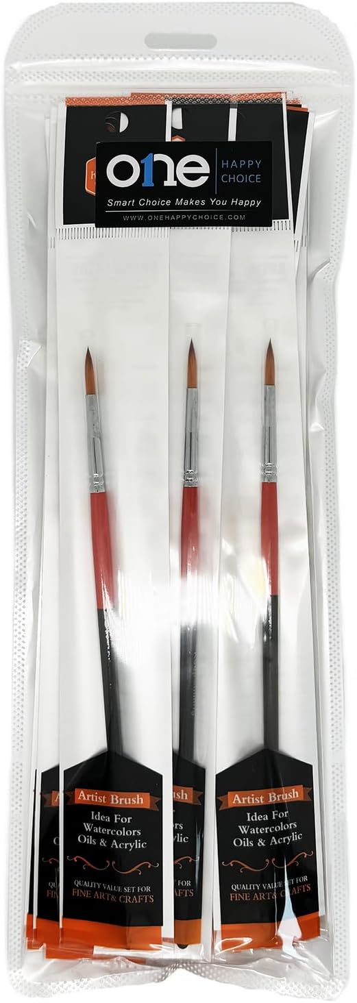 Size #2 Pointed Round Paint Brush Set of 20, Premium Taklon Synthetic Hair | No Shedding Bristles for Acrylic Watercolor Oil Gouache Tempera Enamel Ink Painting for Students, Professionals & Artists