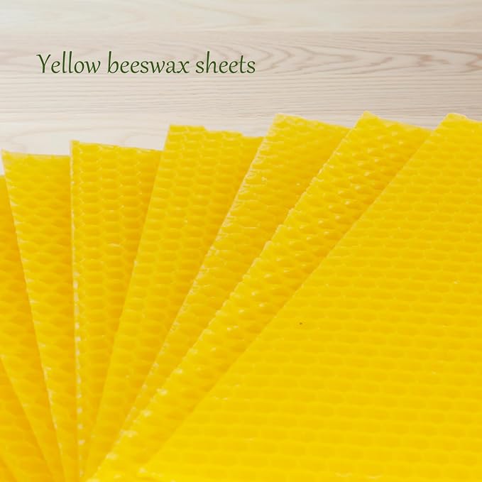 Bingfuego Beeswax Candle Making Kit for Beginners-12 Beeswax Sheets for Candle Making Rolling Kits, Natural Candle Making Kit (Natural Yellow Colors, 8 x 8 inch)