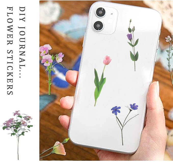 80 Pieces Natural Flower Stickers for Scrapbooking, Self-Adhesive | Durable Material, Floral Designs, Diy Decor For Journals, Cards, Letters, Laptops And Notebooks