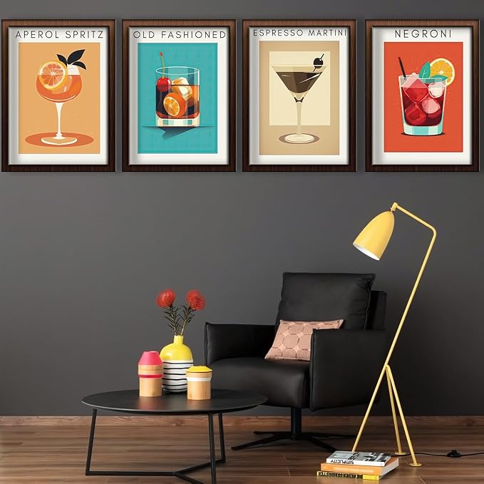 4 Pack Small Framed Paint by Numbers Kit for Adults Beginner 8x12 Inch | Easy Frame Cocktail Paint by Number Kit for Adults beginner on Canvas Mini