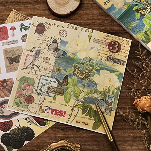 537pcs Vintage Washi Stickers and Papers for Scrapbooking, Ephemera Book for Journaling with Botanical Sticker and Scrapbook Decoupage Paper for Bullet Junk Journal, Scrapbooking Supplies for Adults