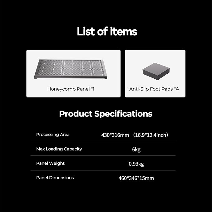 Creality Honeycomb Laser Bed 460X346mm Honeycomb Working Table for A1 / A1 Pro,Honeycomb Workbench with Aluminum Panel for ProHeat Dissipation and Desktop-Protecting