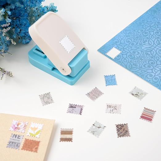 Stamp Punch, 0.6x0.5 Inch Postage Stamps Punch, Portable Lever Craft Hole Cutter Puncher, Stamp Shaped Paper Puncher, Paper Punches for Journaling Crafting DIY Scrapbooking Crafts