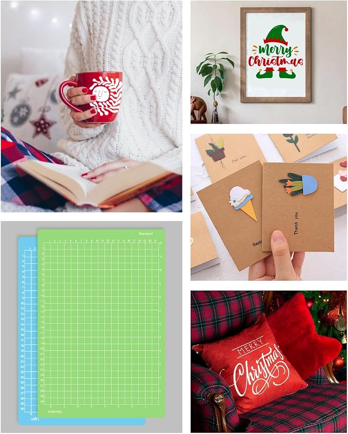 Gwybkq Cutting Mat, Compatible With Cricut Joy Xtra 12x8.5in 6 Pack Variety Adhesive (Standard & Light Grip) Reusable Craft Cutting Mats Sticky Accessories Replacement for Cutter