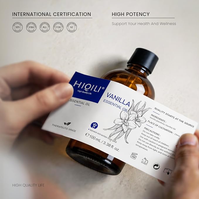 HIQILI Vanilla Essential Oil for Skin, Diffuser, Perfume, Home Scents