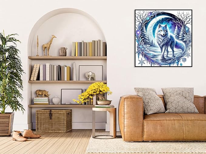 Benjenes Snow Wolf Diamond Art Kits for Adults Diamond Painting Kits