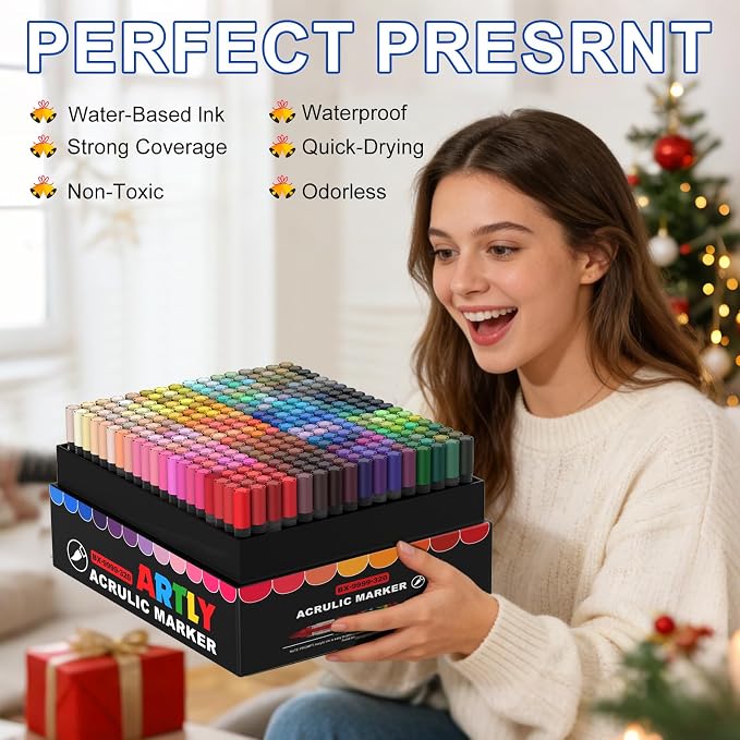Amamao 320 Colors Acrylic Paint Markers, Acrylic Brush Markers for Rock Egg