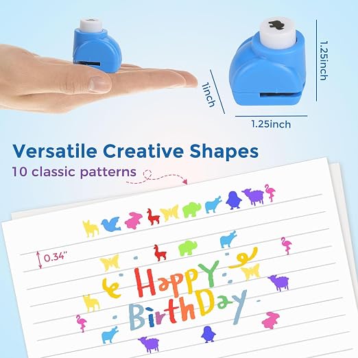 LOVEINUSA 10 PCS Flower Shaped Craft Hole Punch Set for DIY Crafting, Scrapbooking,Tissue Paper for Gift Bags, Festival Wedding Paper DIY Projects, Gift Tags, Mini Cutter Nail Arts Crafts