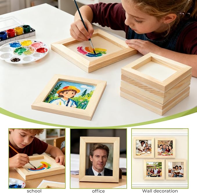 FSWCCK 5 Pack 5 x 5 inch Wood Panel Boards, Unfinished Wood Canvas Panels for Crafts, Painting Canvas, DIY Art Projects, Pouring, Arts Use with Oils, Acrylics