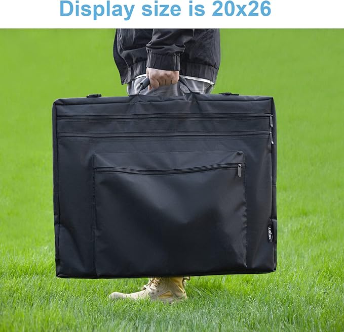 JJRING 20x26 Art Portfolio Tote Bag With Shoulder Strap, Black