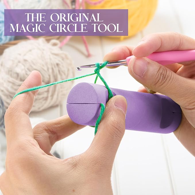 Threlaco 1 Pcs Crochet Tool 4" Beginner Crochet Tool, Purple | Learn How to Make Circle Stitch and Guide Knitting Holder Accessories for All Yarn Sizes Beginners Mother Birthday Gifts