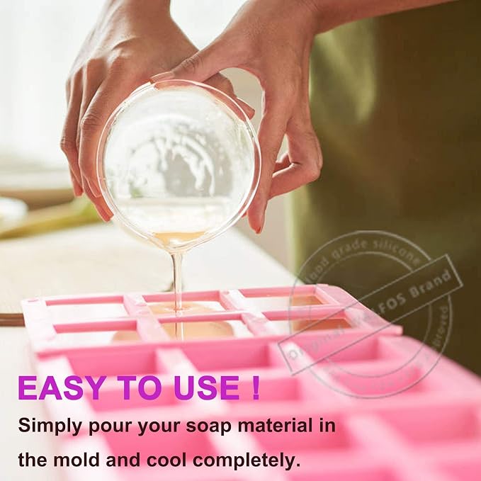 Walfos Silicone Soap Molds,Rectangle Mold 6 Cavities,Non-Stick,4 Pack
